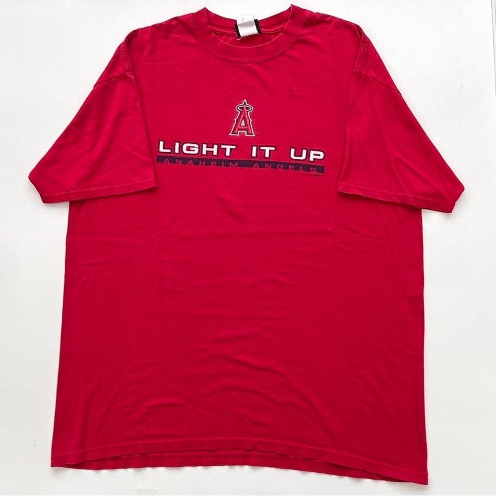 Vintage 2002 Anaheim Angels MLB Light It Up Baseball T Shirt Men’s XL Licensed